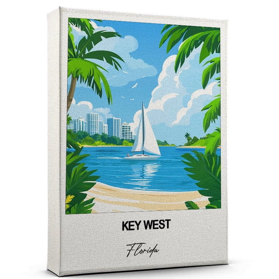 Key West Travel Scenic Canvas Wall Art -Florida Canvas Nature-Inspired Print for Bedroom, Living Room, or Office Travel Gift