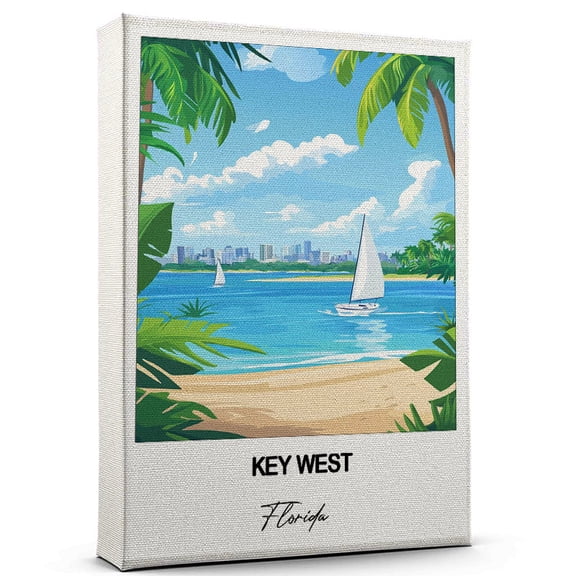 Key West Travel Wall Decor Scenic Travel Canvas Print of Florida Canvas Beautiful Gift for Home, Office, or Living Space