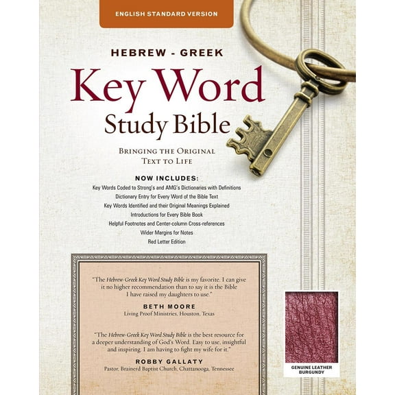 Key Word Study Bibles: The Hebrew-Greek Key Word Study Bible : ESV Edition, Burgundy Genuine Leather Thumb-Indexed (Hardcover)