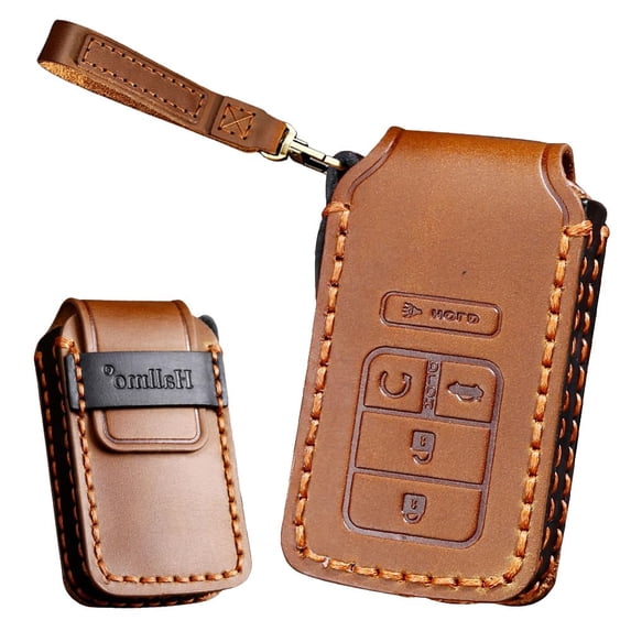 Key fob Cover with Keychain Leather Key Full Cover Protection Key Fob Case Fit for Honda Accord Civic CRV Pilot Odyssey Passport Smart Remote Key Cover