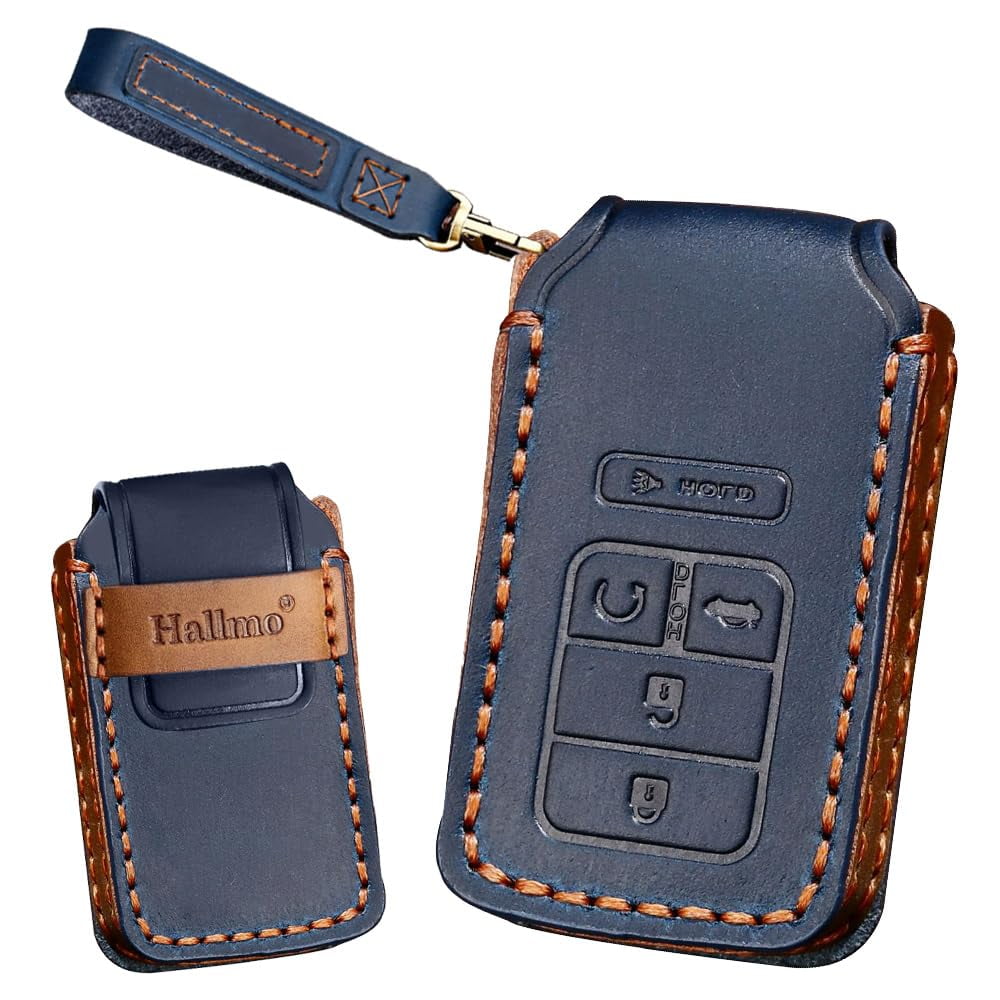 Key fob Cover with Keychain Leather Key Full Cover Protection Key Fob Case Fit for Honda Accord Civic CRV Pilot Odyssey Passport Smart Remote Key Cover