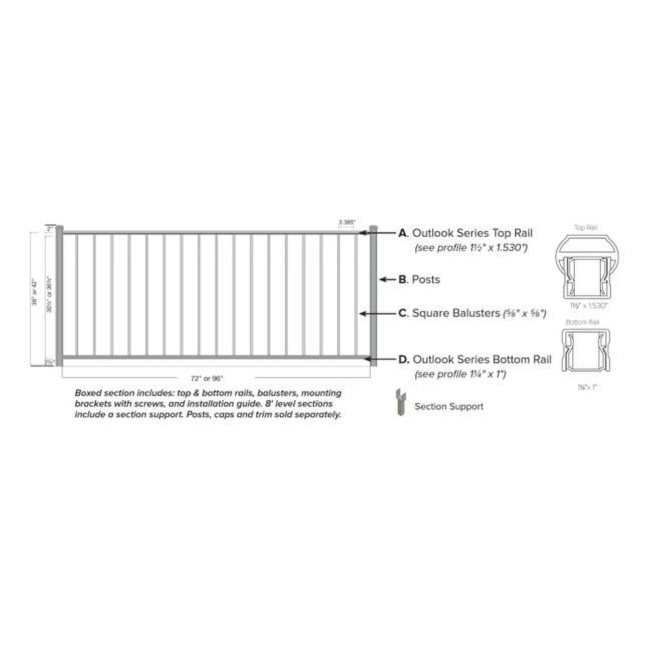 Keylink Fencing & Railing 15193036411 36 x 48 in. 48 Railing Gate