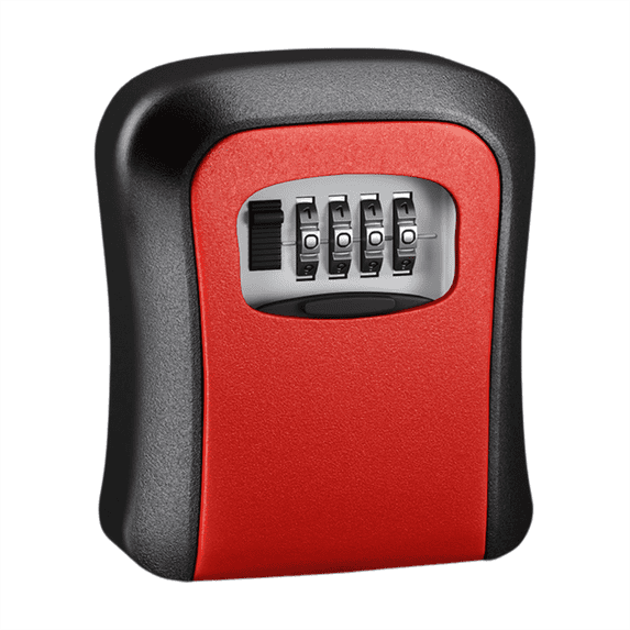 Key lock box combination lock box, wall mounted house key storage box, password reset secure lock box (red)