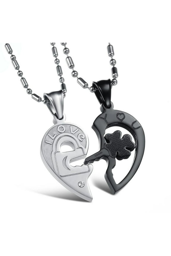 Key to Heart I Love You Necklace Set for Couples Stainless Steel Ginger Lyne Collection
