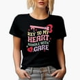 thumbnail image 1 of Distressed Key to My Heart, Handle with Care, Retro Wavy Valentine's Day Text Art Merch Gift, Black T-Shirt, Small, 1 of 5