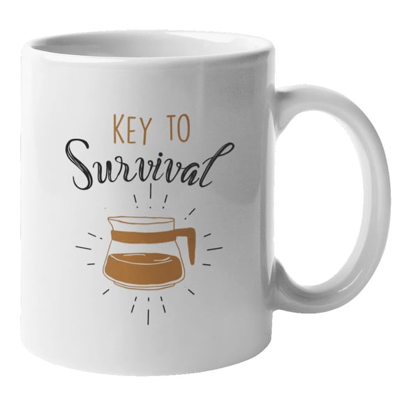 Key to Survival Ceramic Coffee Lover Themed Coffee & Tea Mug or Container (11oz)