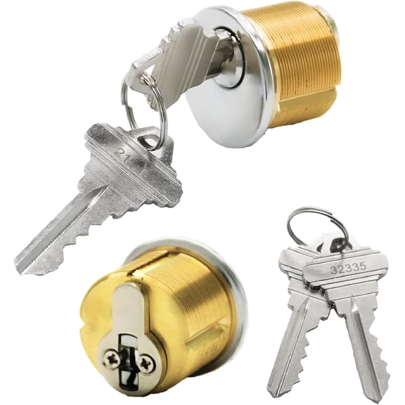 Key4less Brass Mortise Cylinder Lock 1-1/4 Inch Keyway Keyed Alike | Commercial Door Replacement - Corbin Yale Adams Rite Fit