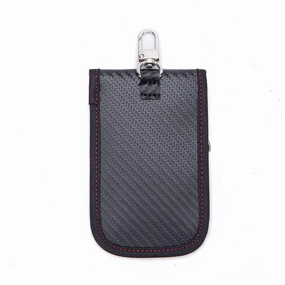 Key4less Pouch for Car Keys Small Size 3.15 x 4.5 Inch RFID Signal Blocking Key Fob Protector Bag Carbon Fiber Shielded Holder with Hook and Keychain