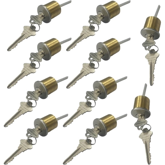 Key4less Rim Cylinder Keyway Satin Chrome | Exit Device Panic Bar Replacement  Detex Von Duprin Sargent  10 Pack