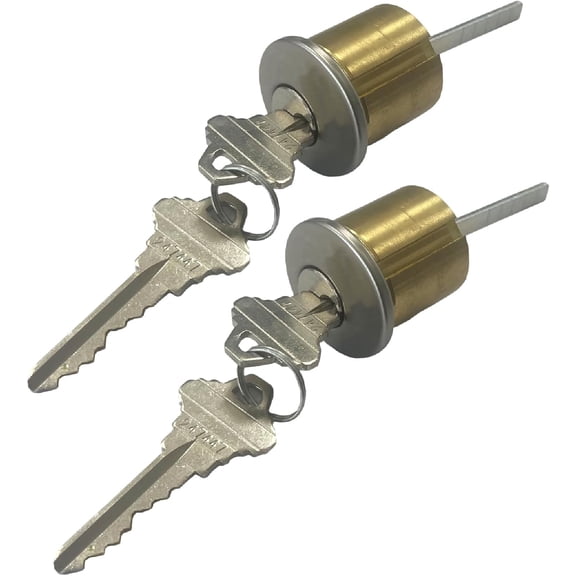 Key4less Rim Cylinder Keyway Satin Chrome | Exit Device Panic Bar Replacement  Detex Von Duprin Sargent  2 Pack