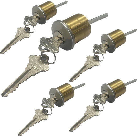 Key4less Rim Cylinder Keyway Satin Chrome | Exit Device Panic Bar Replacement  Detex Von Duprin Sargent  5 Pack
