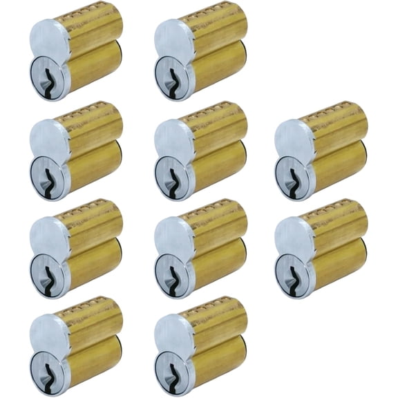 Key4less SFIC IC Core Cylinder 6 Pin A Keyway Solid Brass Best Falcon Arrow Stanley 10-Pack 30 Keys Included Satin Chrome 26D Core Only