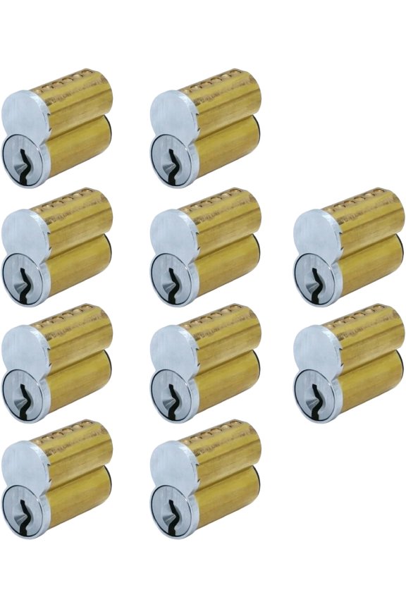 SFIC IC Core Cylinder 6 Pin A Keyway Solid Brass Best Falcon Arrow Stanley 10-Pack 30 Keys Included Satin Chrome 26D Core Only