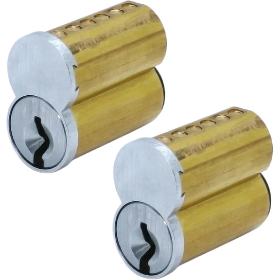 Key4less SFIC IC Core Cylinder 6 Pin A Keyway Solid Brass Best Falcon Arrow Stanley 2-Pack 6 Keys Included Satin Chrome 26D Core Only