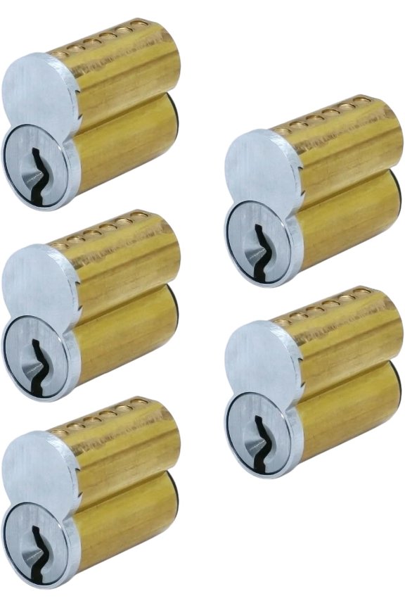 SFIC IC Core Cylinder 6 Pin A Keyway Solid Brass Best Falcon Arrow Stanley 5-Pack 15 Keys Included Satin Chrome 26D Core Only