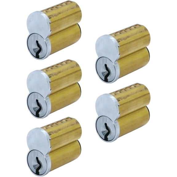 Key4less SFIC IC Core Cylinder 6 Pin A Keyway Solid Brass Best Falcon Arrow Stanley 5-Pack 15 Keys Included Satin Chrome 26D Core Only