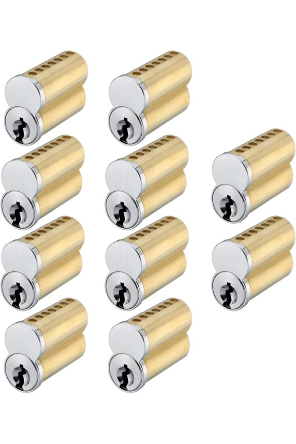SFIC IC Core Cylinder 7 Pin A Keyway Solid Brass Best Falcon Arrow Stanley 10-Pack 30 Keys Included Satin Chrome 26D Core Only