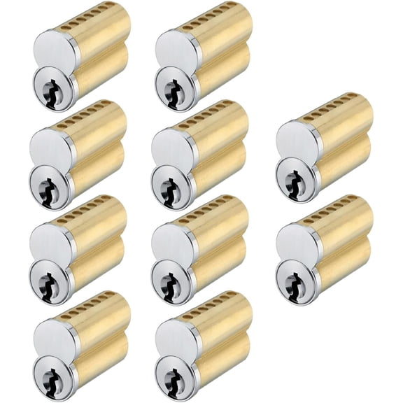 Key4less SFIC IC Core Cylinder 7 Pin A Keyway Solid Brass Best Falcon Arrow Stanley 10-Pack 30 Keys Included Satin Chrome 26D Core Only