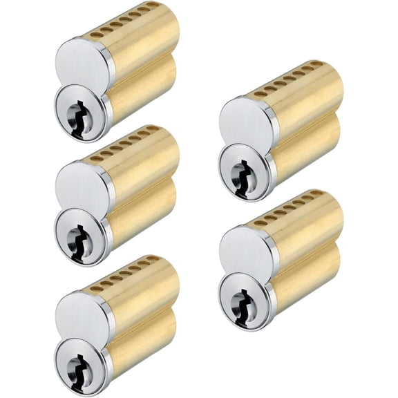 Key4less SFIC IC Core Cylinder 7 Pin A Keyway Solid Brass Best Falcon Arrow Stanley 5-Pack 15 Keys Included Satin Chrome 26D Core Only
