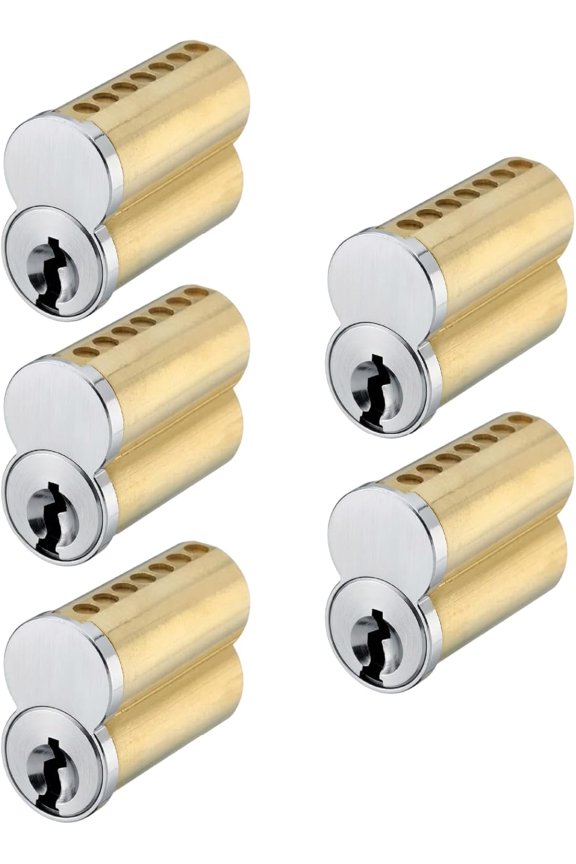 SFIC IC Core Cylinder 7 Pin A Keyway Solid Brass Best Falcon Arrow Stanley 5-Pack 15 Keys Included Satin Chrome 26D Core Only