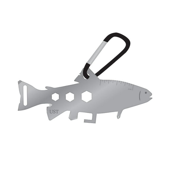 KeyGear Trout Shaped Pocket Size Multi-Tool Carabiners with Durable, Compact Stainless Steel Construction for Hiking, Kayaking, Camping, Travel and Outdoor Survival