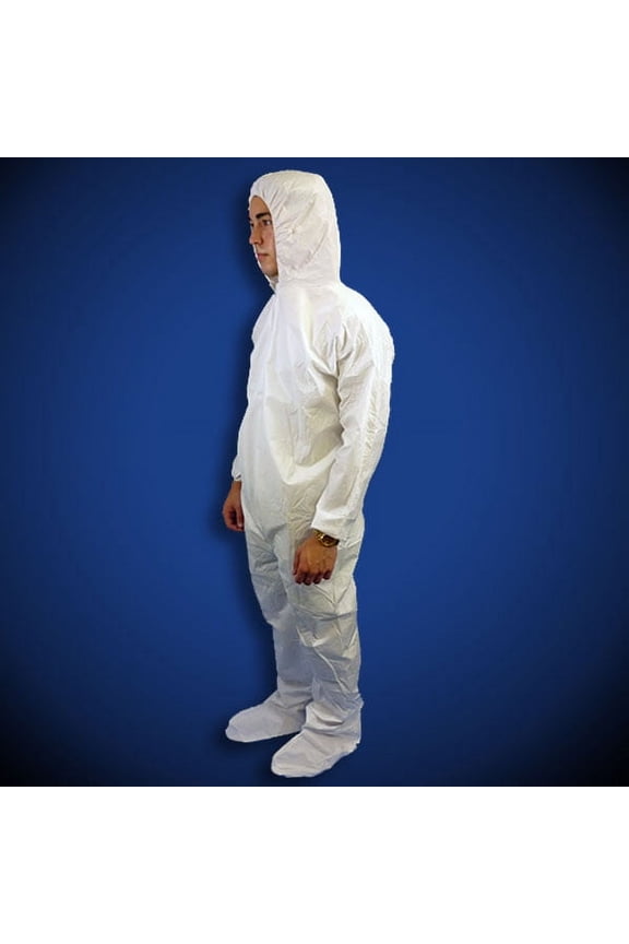 ® Microporous Disposable Coveralls, with Hood & Boots, Elastic Wrists, White, SM, 25/case