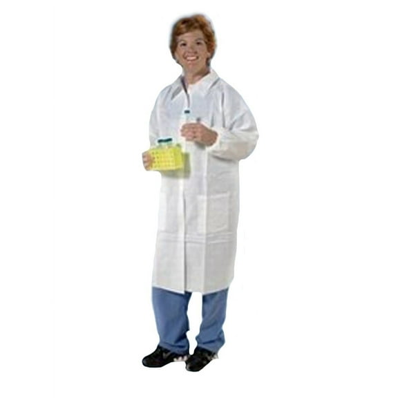 KeyGuard Microporous Disposable Lab Coats, Elastic Wrists, 3 Pockets, White, 3XL, 30/case