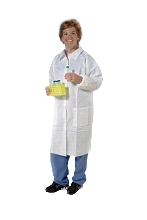 Microporous Disposable Lab Coats, Elastic Wrists, 3 Pockets, White, 3XL, 30/case