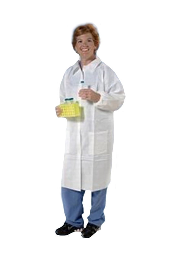 ® Microporous Disposable Lab Coats, Elastic Wrists, 3 Pockets, White, LG, 30/case