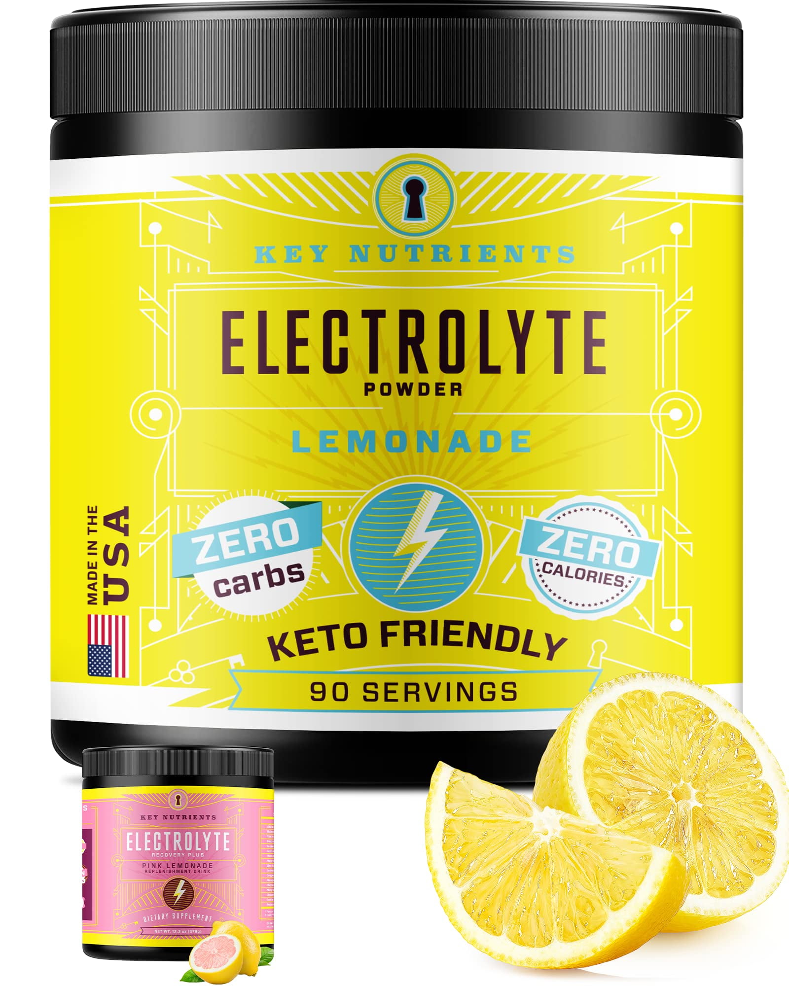 KeyNutrients Electrolytes Powder Zero Calorie Lemonade/Pink Lemonade