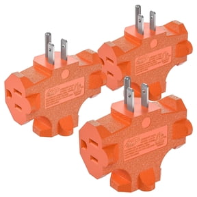 KeyPower 3 Way Plug Adapter, ETL Listed 3 Outlet Grounded Wall Outlet Splitter, 3 Prong Multi Outlet Adapter, 15A 125V 1875W, Power Splitter for Home, Office or Travel, Orange (3-Pack)