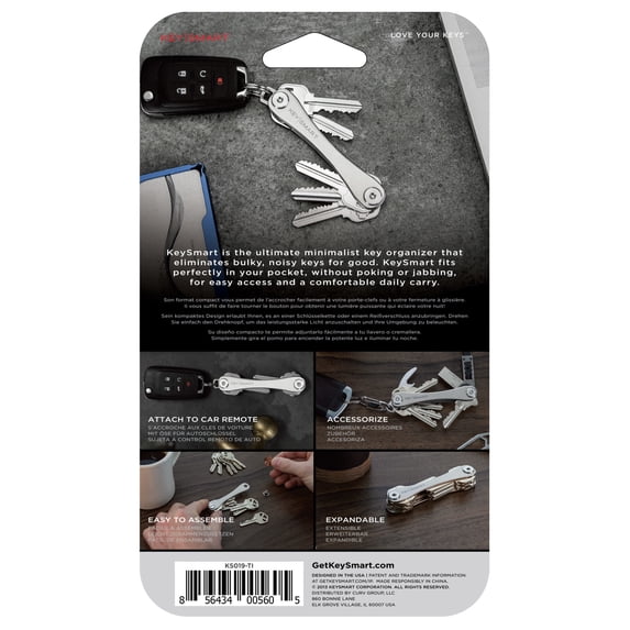 KeySmart - Compact Key Holder and Keychain Organizer - Titanium