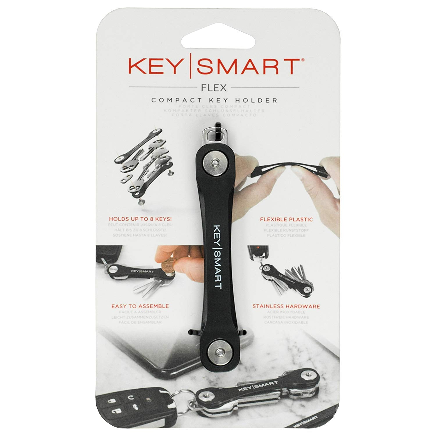 KeySmart Flex Key Holder, Flexible Polycarbonate Plastic, Holds 8