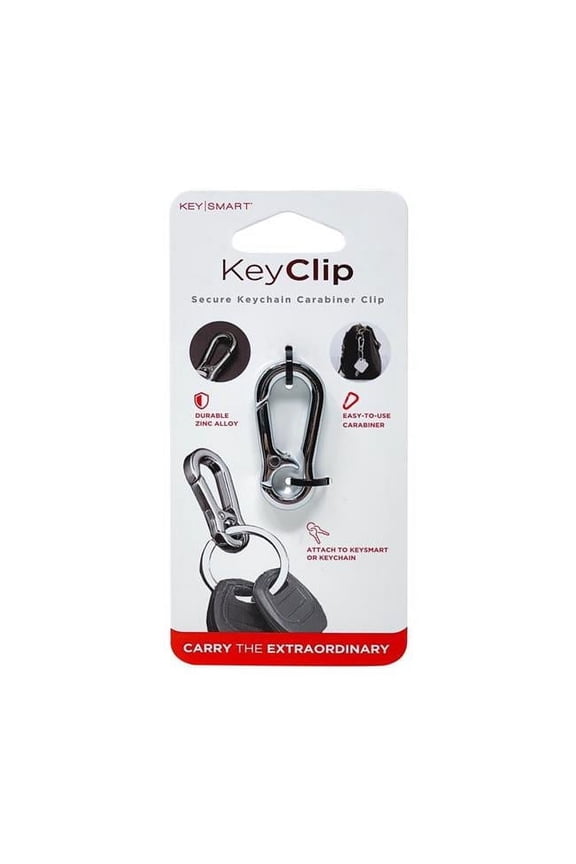 Key Smart 5039907 Clip Stainless Steel Carabiner Key Chain, Silver
