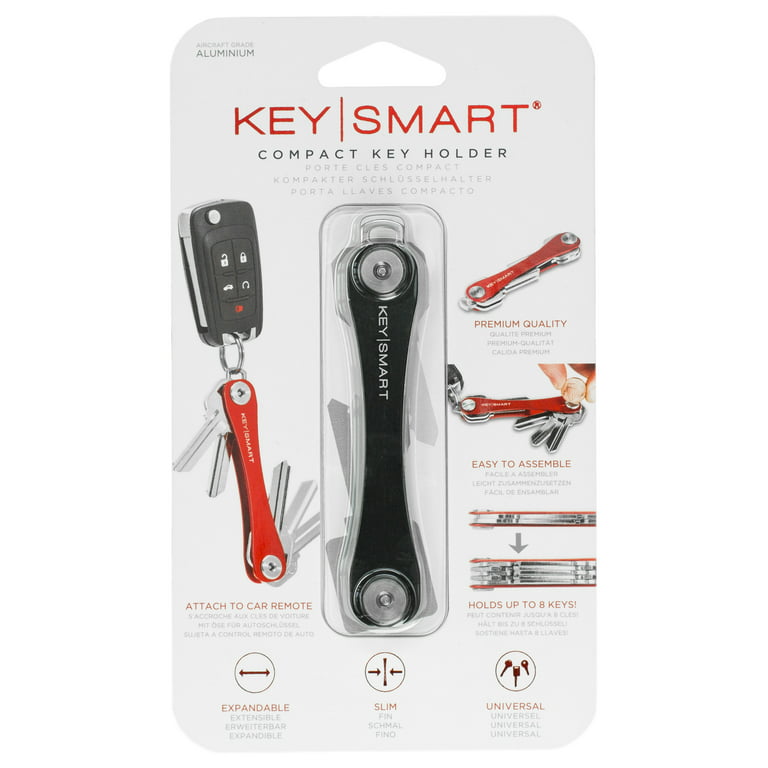 KeySmart Original Compact Key Holder and Keychain Organizer - Aluminum Black