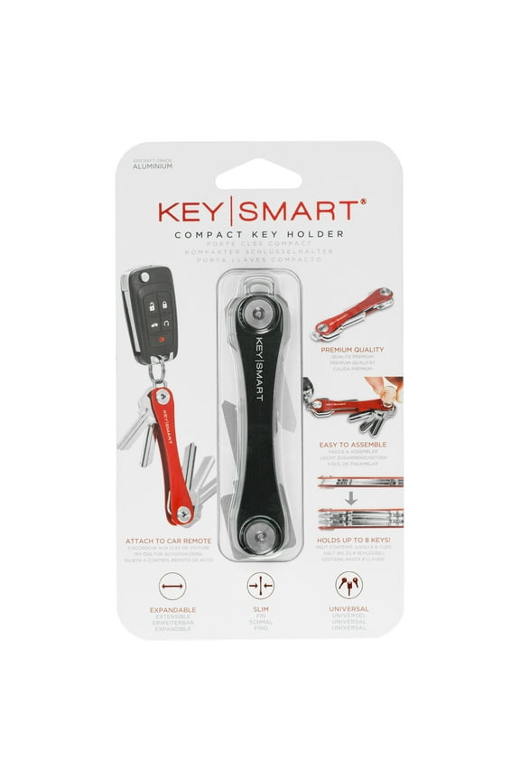 Key Holder for Keychain - Compact Key Organizer for Key Chain, Minimalist Clutter-Free EDC Keychains, Key Ring for Car Fobs Key Chains, Expandable (Up to 8 Keys, Black)