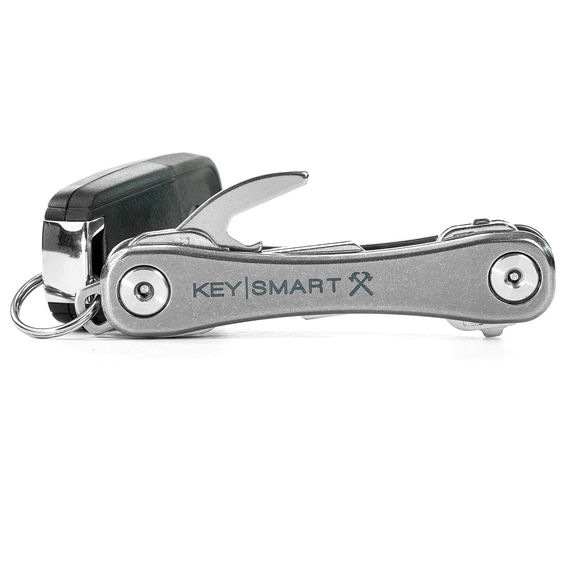 KeySmart Rugged - Multi-Tool Key Holder with Bottle Opener and Pocket Clip  (up to 14 Keys) - Aluminum Black 