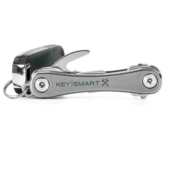 KeySmart Rugged - Multitool Key Holder for Keychain w/Bottle Opener and Pocket Clip, Key Organizer for Key Chain, EDC Keychains, Key Ring for Car Fobs Key Chains, Expandable (Up to 14 Keys, Titanium)