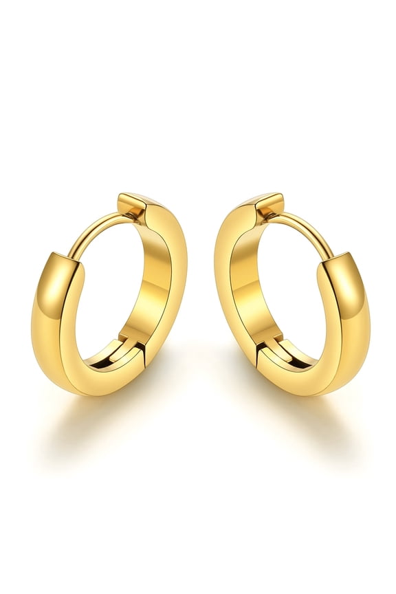 12mm Hoop Earrings for Women, 14K Gold Plated Men Small Hoop Earrings Lightweight Huggie Earrings Jewelry Anniversary Gift for Her