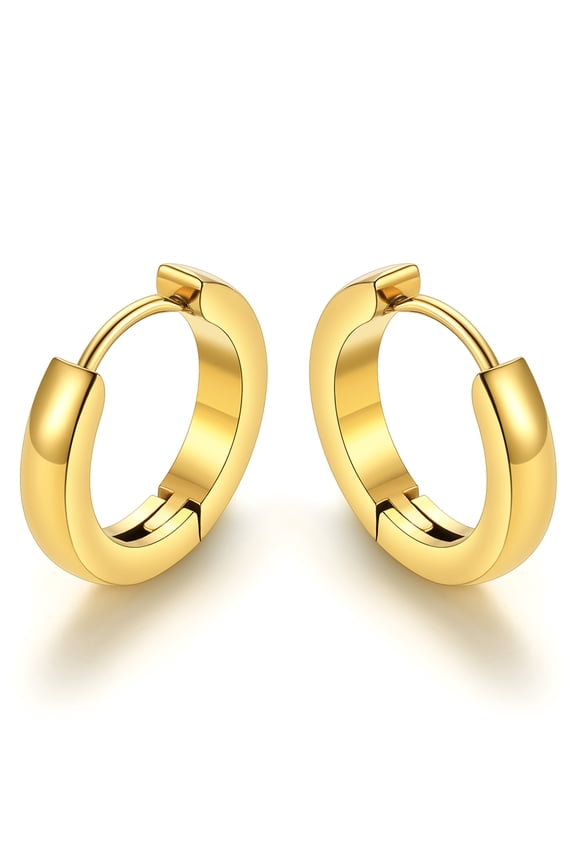 14K Gold Plated 12mm Hoop Earrings for Women Men Hypoallergenic Lightweight Small Huggie Earrings Christmas Birthday Gift