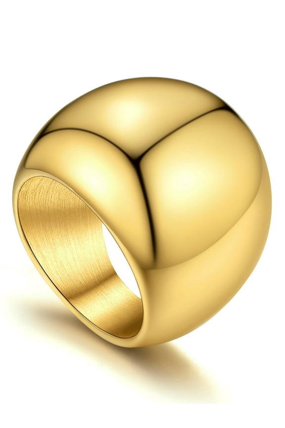 Gold Plated Rings for Women Chunky Dome Statement Stacking Ring Men Personalized Jewelry Valentine Birthday Gift