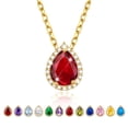 thumbnail image 1 of KeyStyle 14K Gold Plated Birthstone Necklaces for Women Teardrop Pear Pendant Necklace Shiny Birthday Jewelry Anniversary Valentine's Day Gifts for Wife, 1 of 10