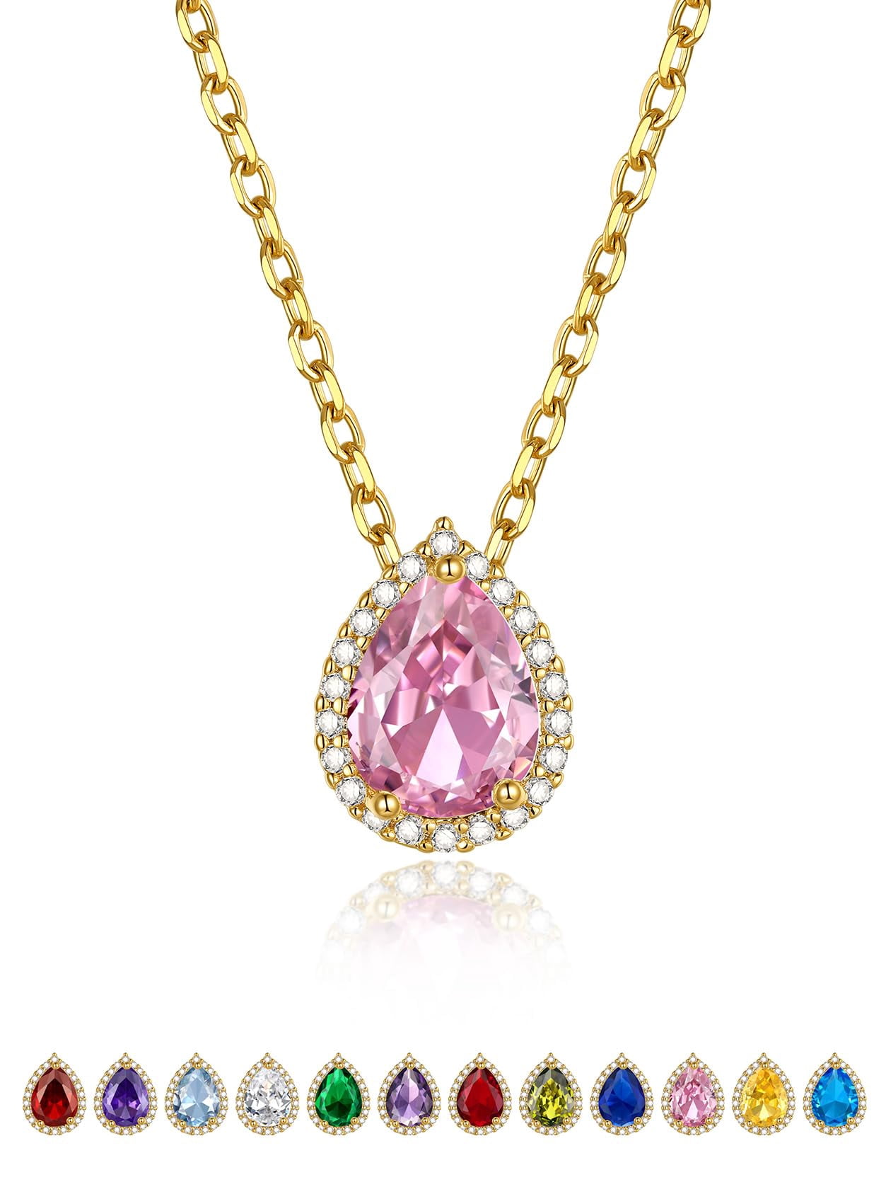 Keystle KeyStyle 14K Gold Plated Necklaces for Women with Cubic Zirconia ...