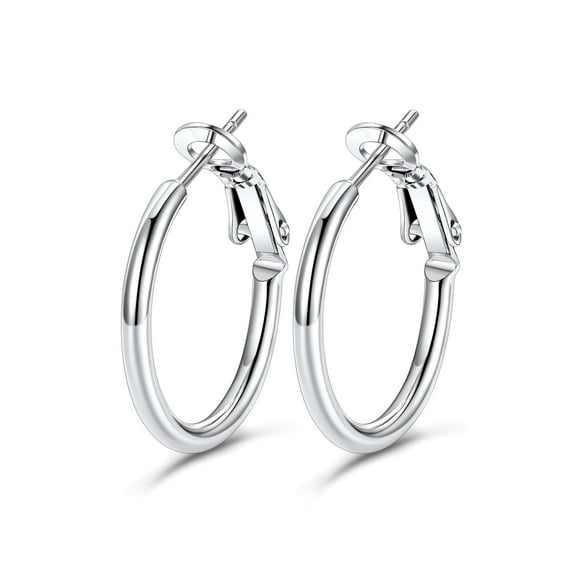 KeyStyle 20mm Hoop Earrings Stainless Steel Hoop Earrings for Women Lightweight Earrings Jewelry Everyday Birthday Gift for Women