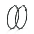 thumbnail image 1 of KeyStyle 40mm Hoop Earrings for Women Black Plated Hoop Earrings Lightweight Earrings Jewelry Anniversary Gift for Girlfriend, 1 of 11