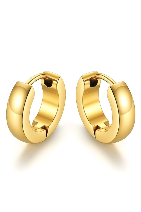 14K Gold Plated 7mm Hoop Earrings for Women Men Hypoallergenic Lightweight Small Huggie Earrings Christmas Birthday Gift