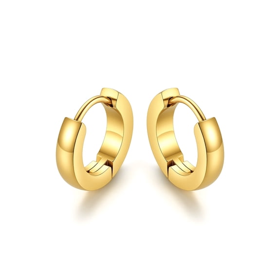 KeyStyle 9mm Hoop Earrings for Women, 14K Gold Plated Men Small Hoop Earrings Lightweight Huggie Earrings Jewelry Christmas Valentine Gift for Wife