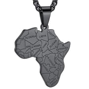 KeyStyle Africa Map Necklace for Men Women, Adjustable Personalized Pendant Necklace Stainless Steel Fashion Jewelry Birthday Gift