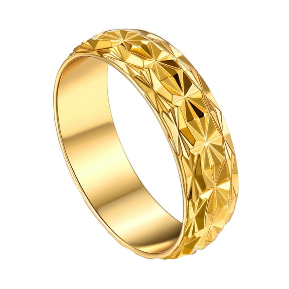 KeyStyle Band Rings for Women Gold Plated Statement Embossed Wedding Band Rings