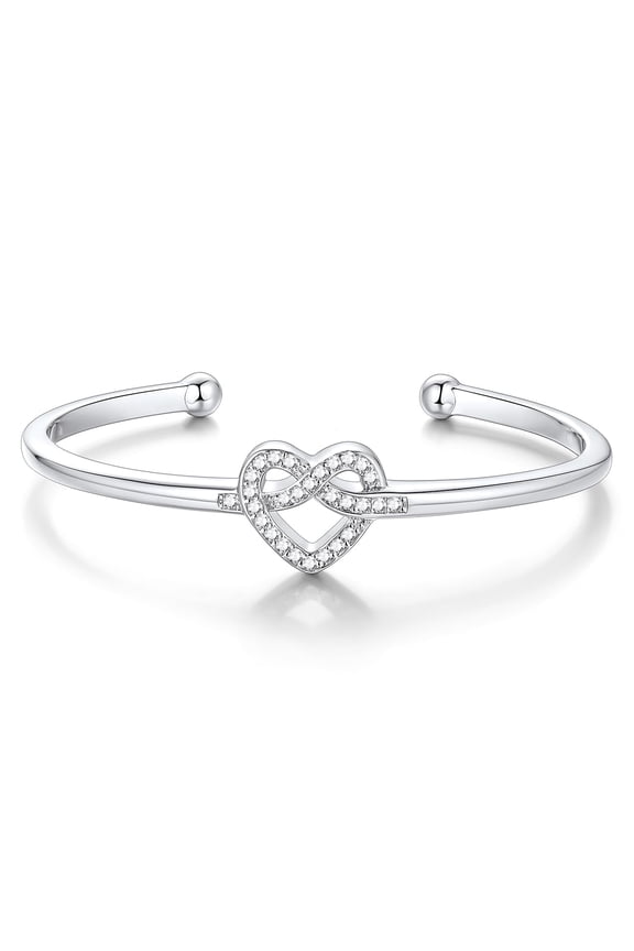 Bangle Bracelet for Women, Heart Love Shape Knot Open Adjustable Bracelet Christmas Jewelry Anniversary Gift for Wife